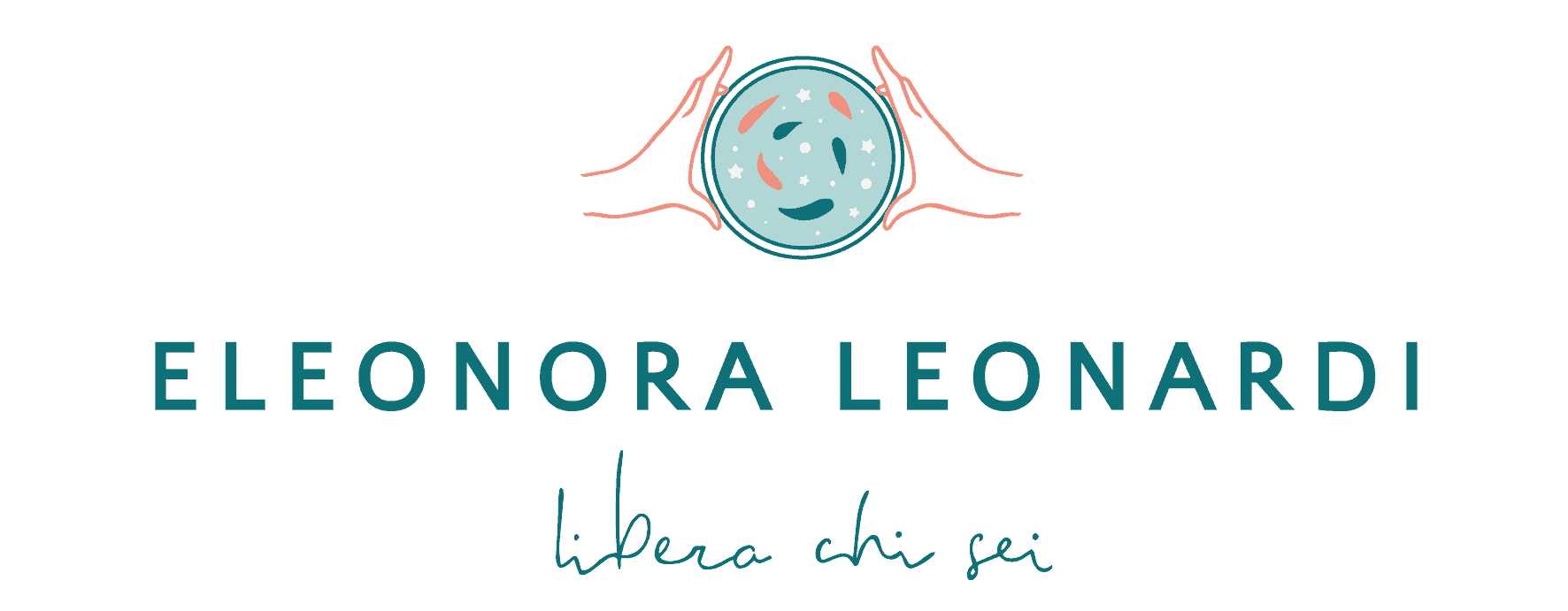Logo Eleonora Leonardi libera chi sei che rappresenta uno specchio pieno di stelle e desideri